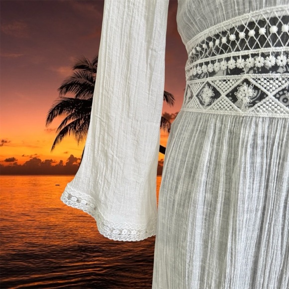 Rebellion White Maxi Swim Cover-up Lightweight Front Tie Size M - EUC - Picture 4 of 11